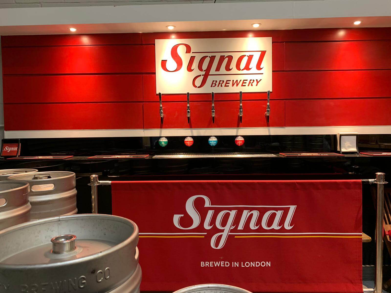 Interior view of Signal Brewery Taproom bar, Croydon, South London